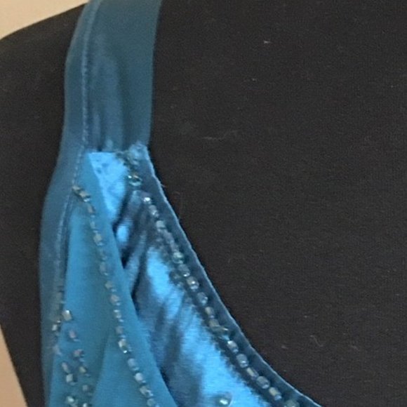 Vibrant blue sequin and bead adorned layered top - Picture 13 of 14